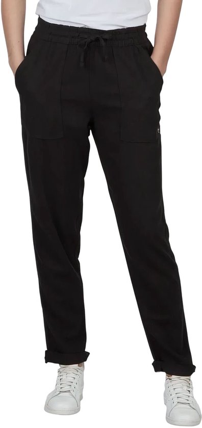 DENIMFY Dames Chino Broek DFLinda regular/straight Zwart L Volwassenen dames linnen broek / zomerbroek