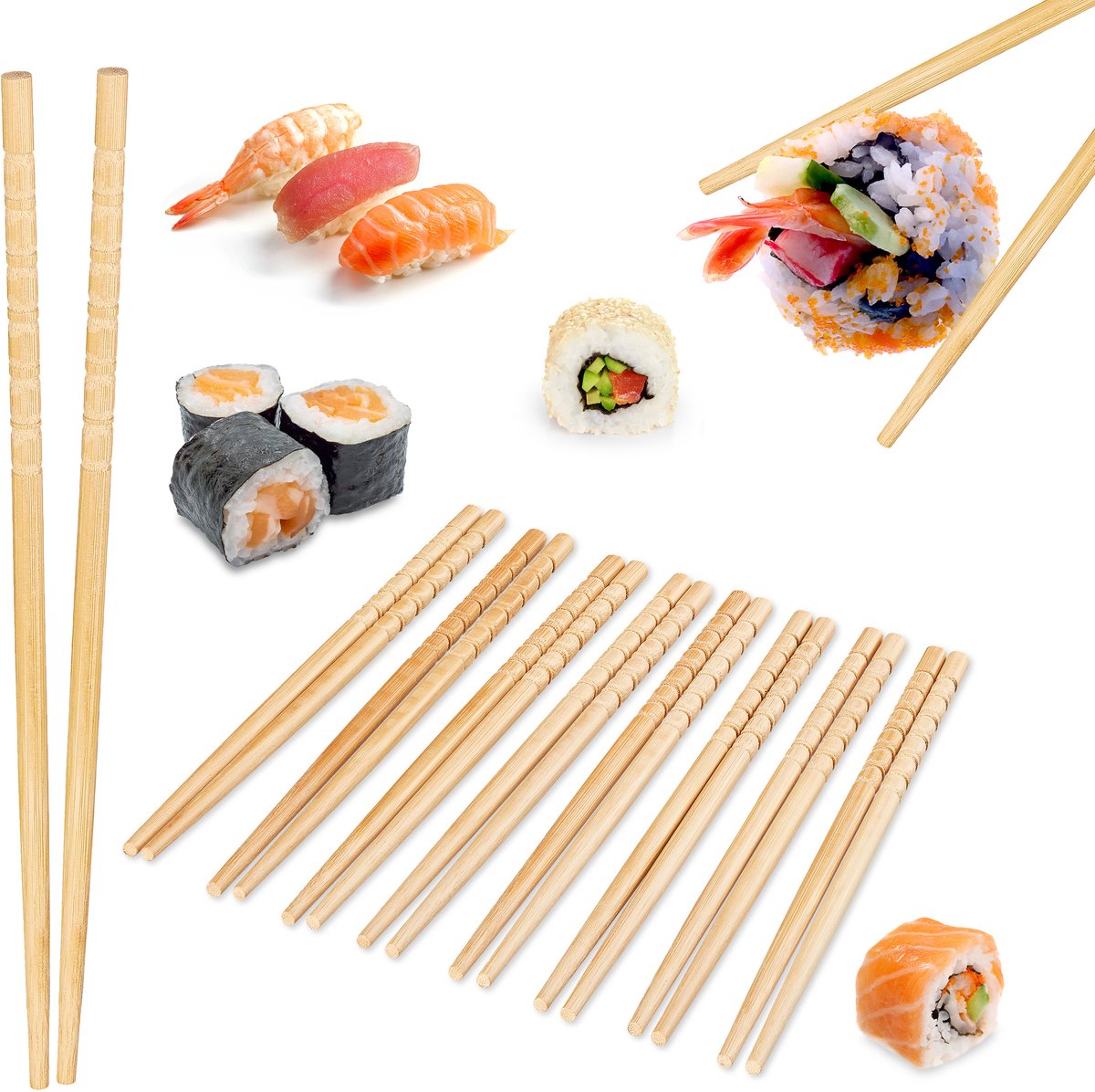 20 paar bamboe eetstokjes - chopsticks - herbruikbaar - 24 cm lang