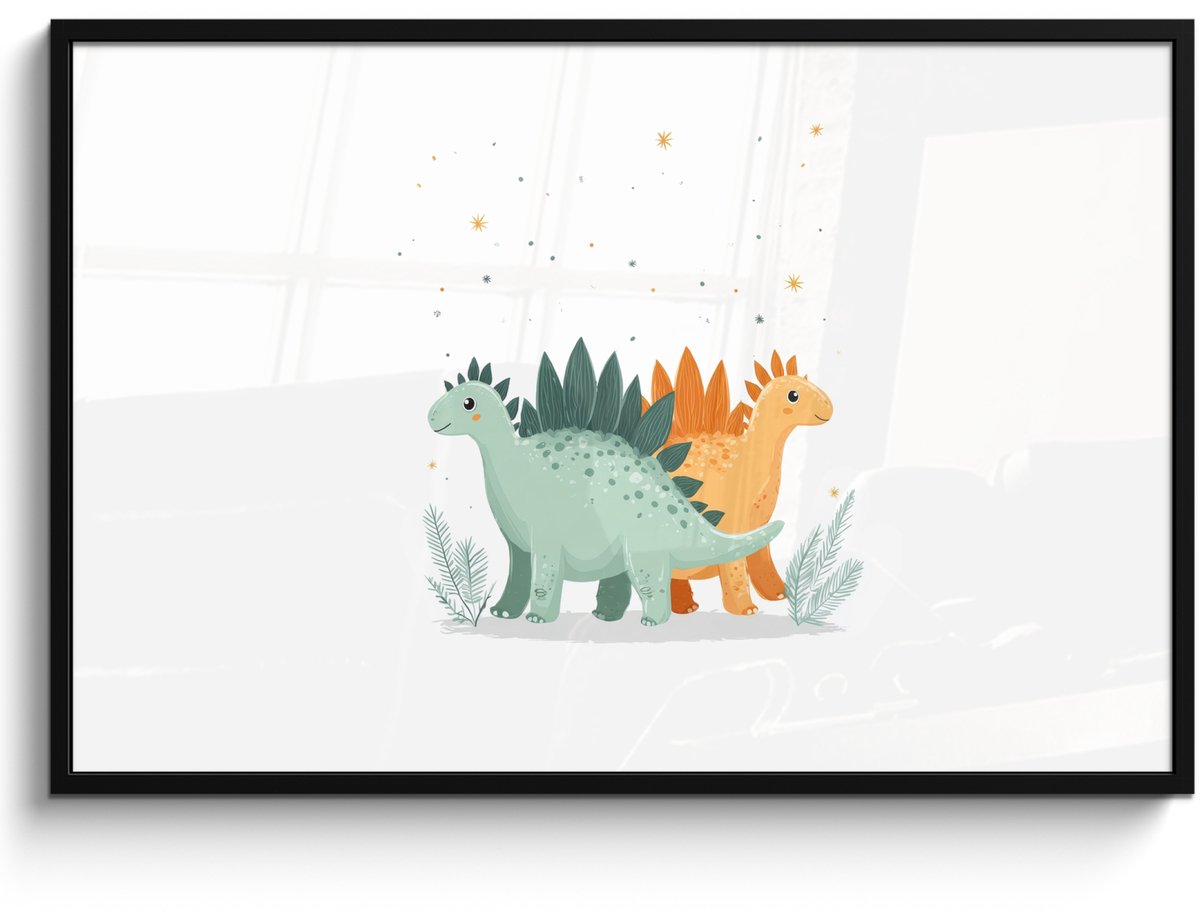 FrameYourWall Poster in lijst - Fotolijst 120x80 cm - Posters - Planten - Sterren - Dinosaurussen - Oranje - Posterlijst zwart - Decoratie - Wanddecoratie woonkamer - Muurdecoratie slaapkamer