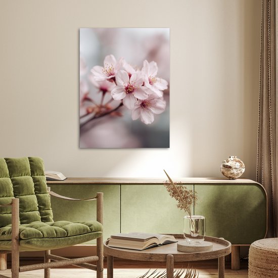 Poster 60x80 cm - Bloesems - Meeldraden - Geel - Wazig - Posters - Kamer decoratie - Wanddecoratie woonkamer - Muurdecoratie slaapkamer