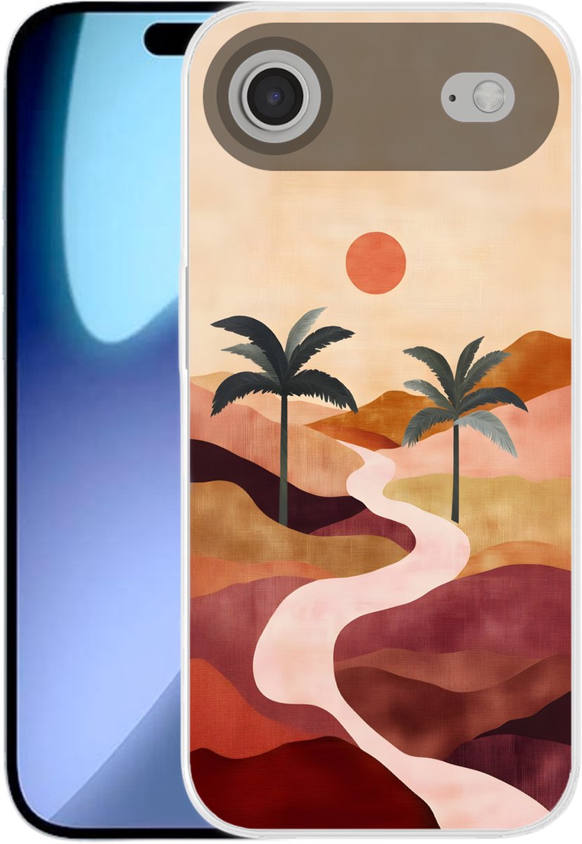 Telefoonhoesje Geschikt voor iPhone Air hoesje - Heuvels - Palmbomen - Abstract - Siliconen Telefoonhoesje Telefoonhoesje