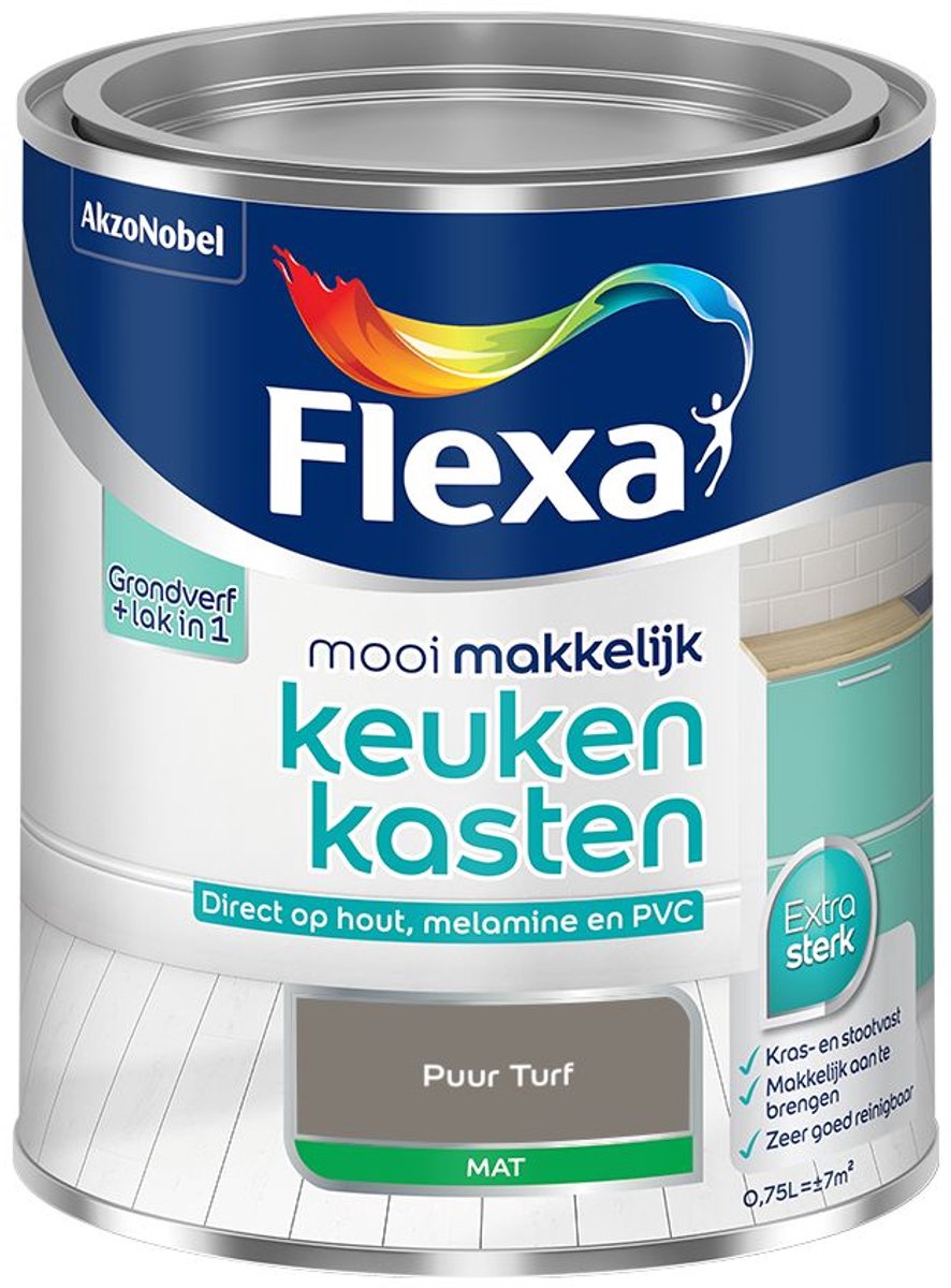 Flexa - Mooi Makkelijk Keukenkasten Mat - Puur Turf - Mengverf - 0.75 L