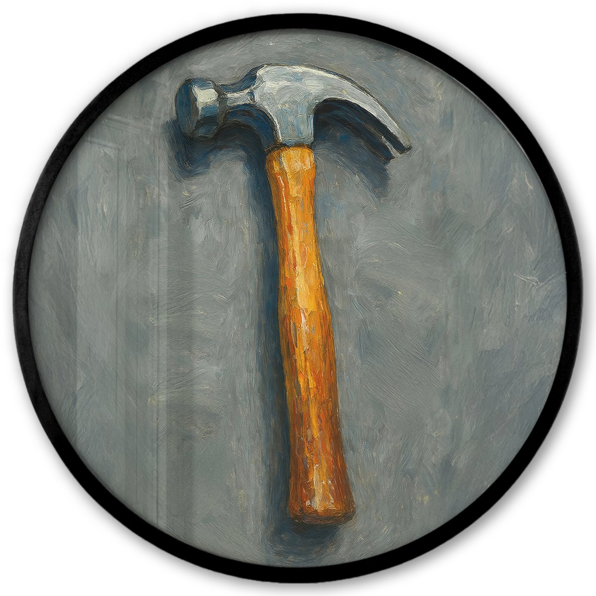 FrameYourWall Poster in lijst Rond - Fotolijst 40x40 cm - Posters - Hamer - Schilderij - Gereedschap - Ronde posterlijst zwart - Decoratie - Wanddecoratie woonkamer - Muurdecoratie slaapkamer Multicolor