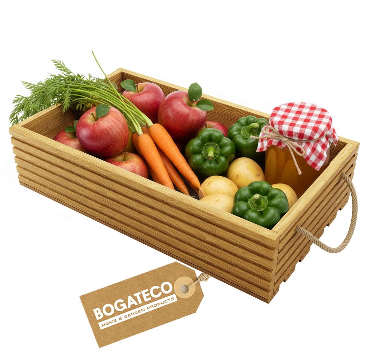 BOGATECO Houten kist Natuur 60x35x14,5 cm Grote houten kist Houten doos Decoratie Houten kisten Fruitkist Groentekist Houten kist voor opslag Opbergdoos Kist Hout Cadeau Decoratie Wijnkist LICHTBRUIN