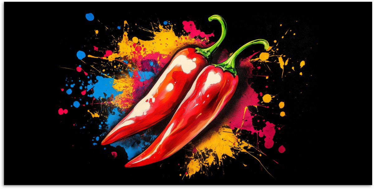 Poster 150x75 cm - Peper - Graffiti - Verf - Abstract - Modern - Kleurrijk - Posters - Kam