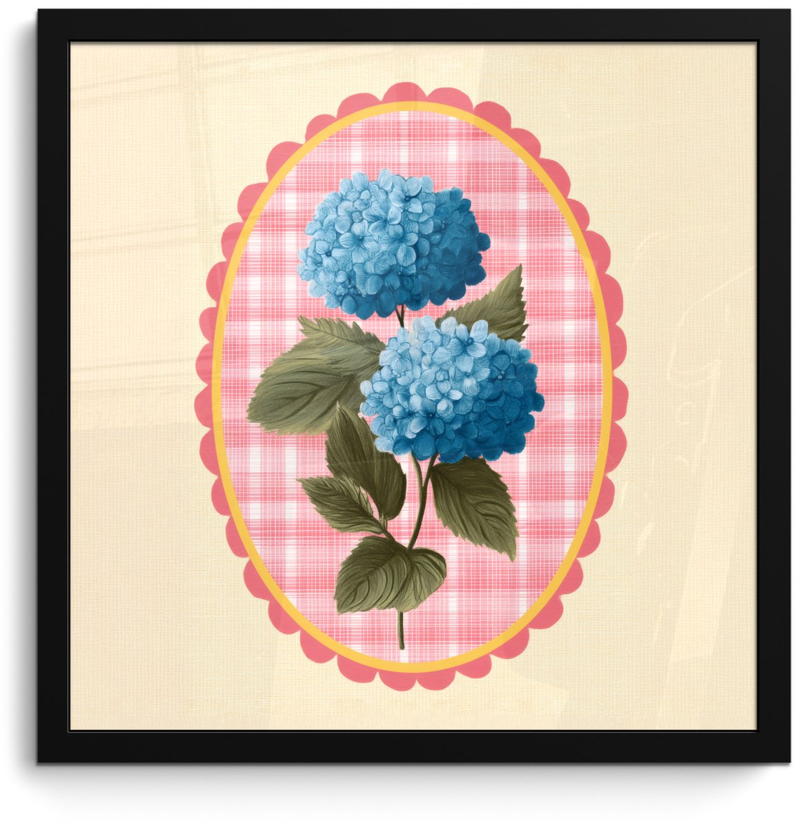 FrameYourWall Poster in lijst - Fotolijst 40x40 cm - Posters - Bloemen - Blauw - Lijst - Bladeren - Posterlijst zwart - Decoratie - Wanddecoratie woonkamer - Muurdecoratie slaapkamer Bloemen - Lijst