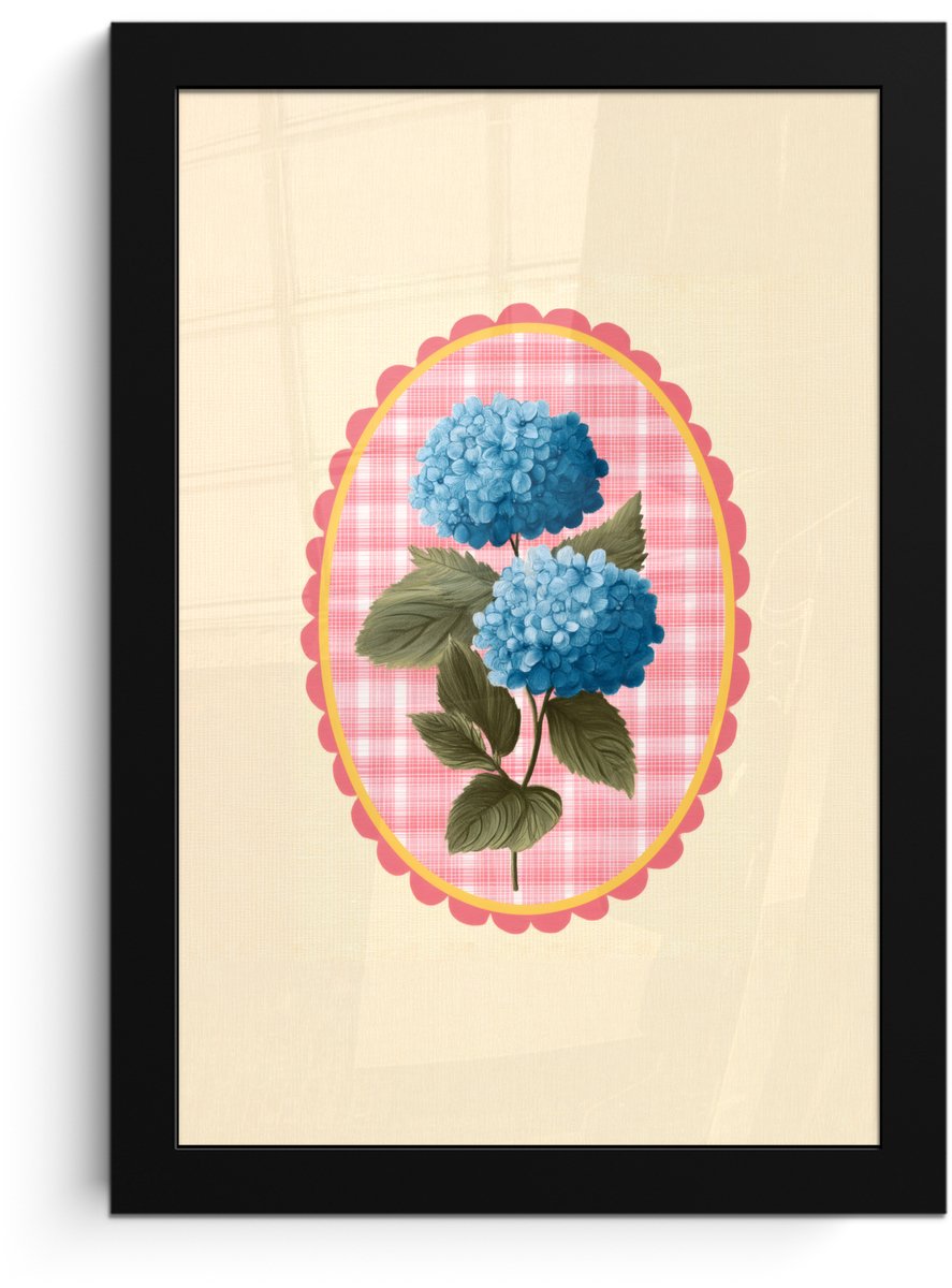 FrameYourWall Poster in lijst - Fotolijst 20x30 cm - Posters - Bloemen - Blauw - Lijst - Bladeren - Posterlijst zwart - Decoratie - Wanddecoratie woonkamer - Muurdecoratie slaapkamer Bloemen - Lijst