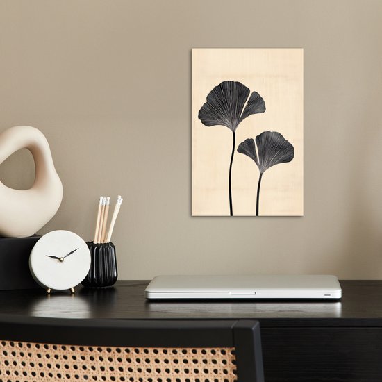 Affiche 20x30 cm - Feuilles - Minimaliste - Zwart - Posters - Décoration chambre - Décoration murale salon - Décoration murale chambre