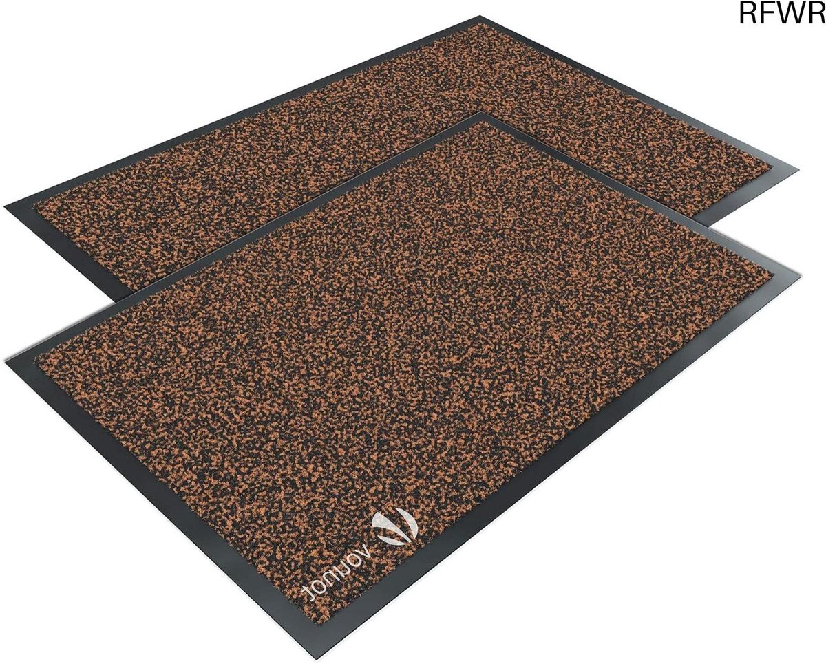 RFWR Antislip Deurmatten - 2 Stuks, 40 x 60 cm, Bruin - Waterdicht, Wasbaar en Stofdicht