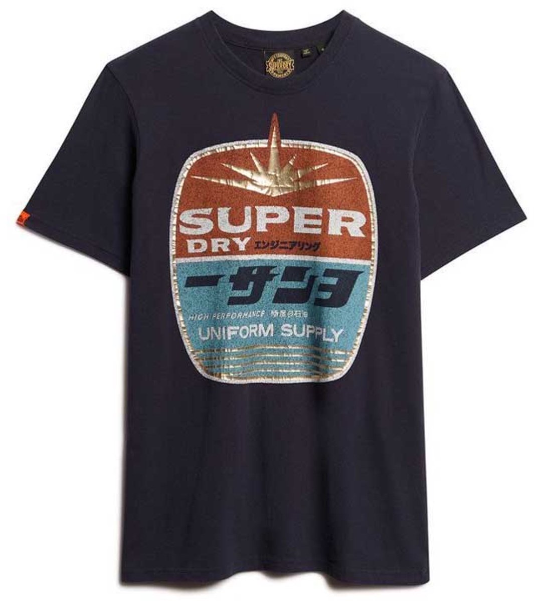 Superdry Gasoline Graphic Relaxed T-shirt Heren T-shirts Marineblauw