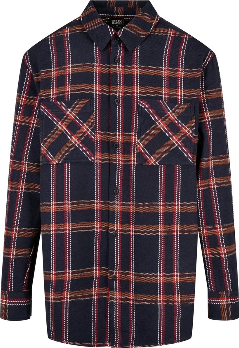 Urban Classics Overhemd -XXL- Heavy Long Oversized Checked Blauw
