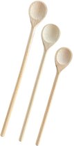 Houten lepel - pollepel - kooklepel - rond - set van 3 stuks - 25/30/35 cm - beukenhout
