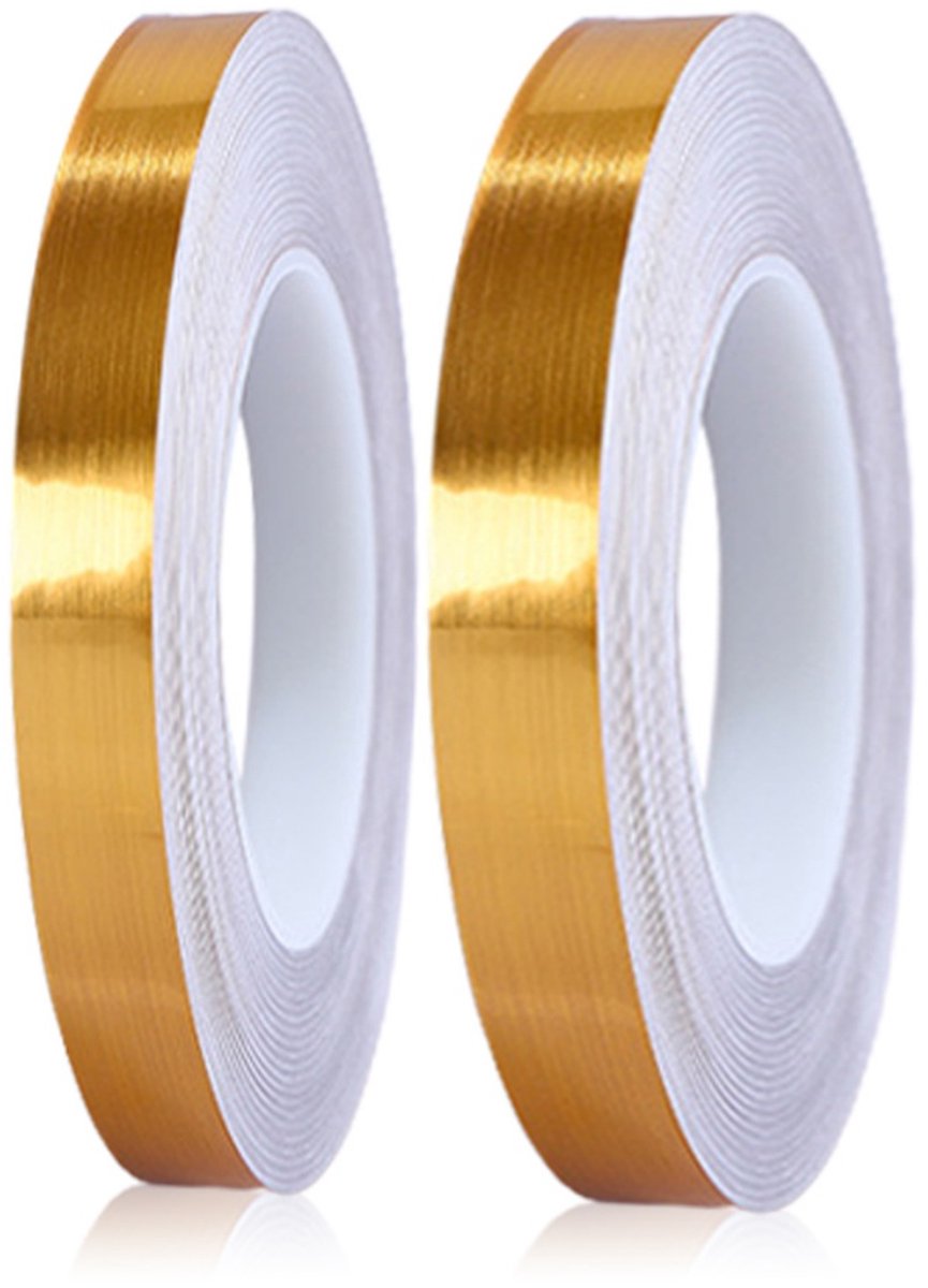 EXCITAT Decoratieve tape - Zelfklevende vloertape - Decoratieve tegelstrip - Waterdichte decoratieve voeg - Voor plafond-, muur- en deurdecoratie - 2 stuks - Goud
