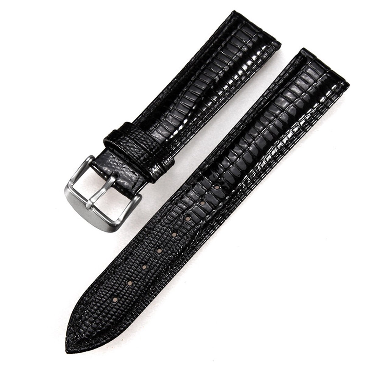 High-end zakelijke casual leren band met hagedissenmotief | zwart 18 mm