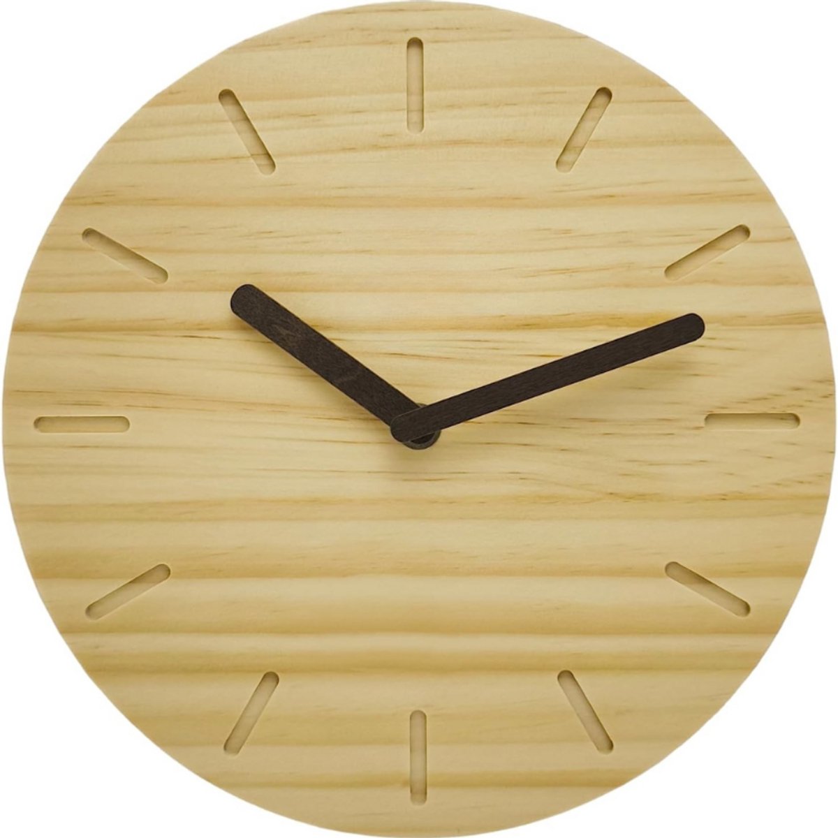 Houten Wandklok 25 Cm Van Massief Beukenhout - Stil Geruisloos Uurwerk Zonder Tikkende Geluiden - Handgemaakt Vintage Klok Voor Woonkamer - Slaapkamer - Kantoor - Natuurlijk Hout In Bruin