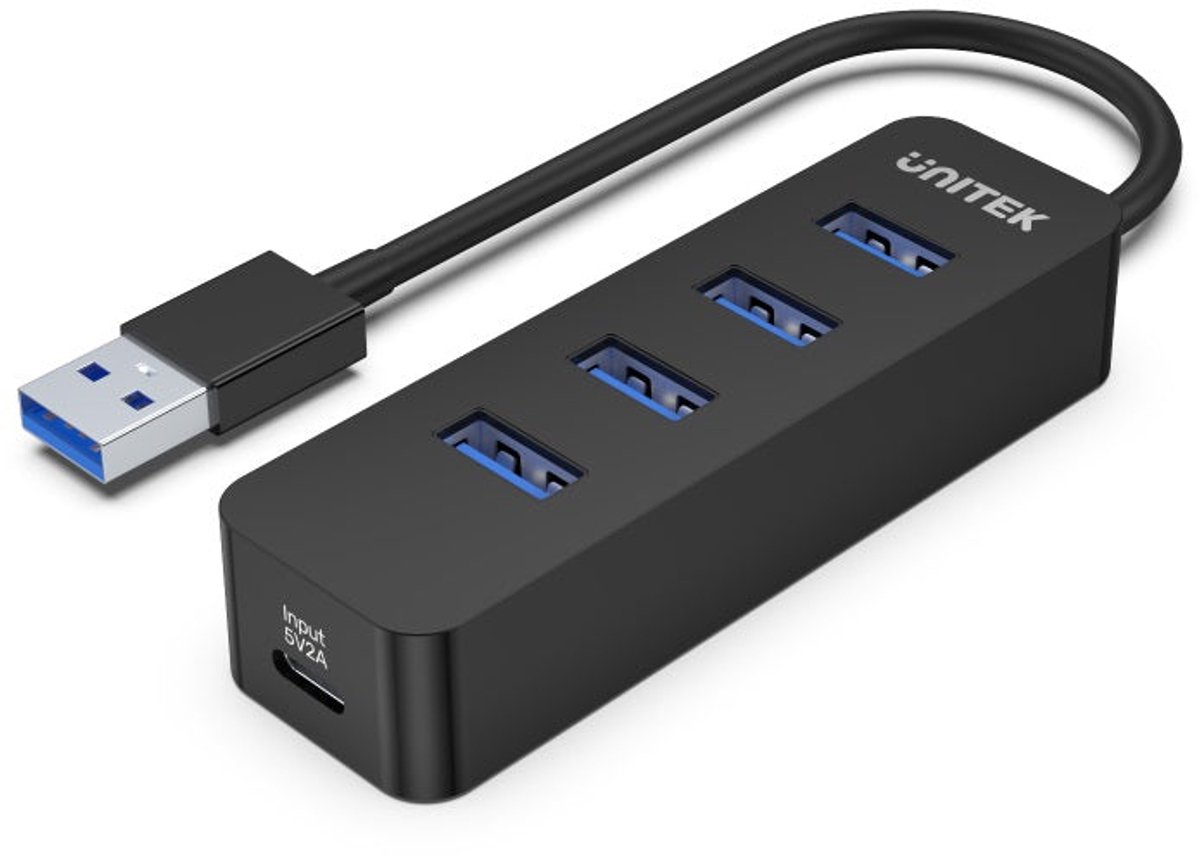 UNITEK uHUB Q4 USB 3.2 Gen 1 (3.1 Gen 1) Type-A 5000 Mbit/s Zwart