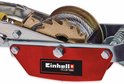 Een metalen trommel met staalkabel en het Einhell TC-LW 1000 logo op een rood vlak.