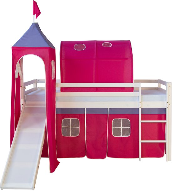 Lit mezzanine Homestyle4u - 90x200 cm - Wit - Rose