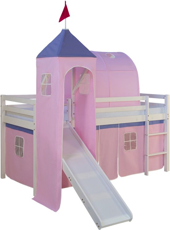 Lit mezzanine Homestyle4u - 90x200 cm - Wit - Rose