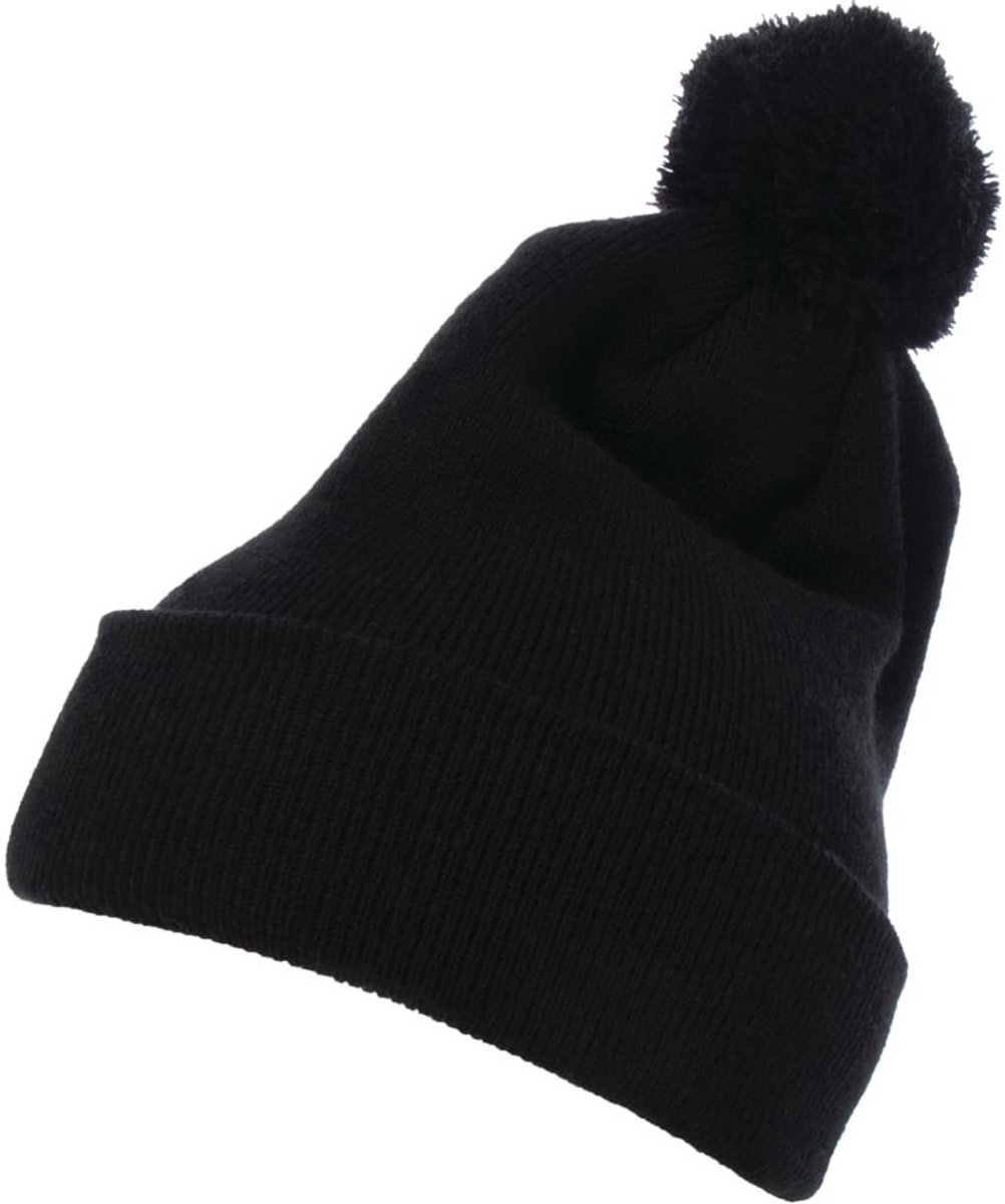 Flexfit - Cuffed Pom Pom Knit Beanie Muts - Zwart