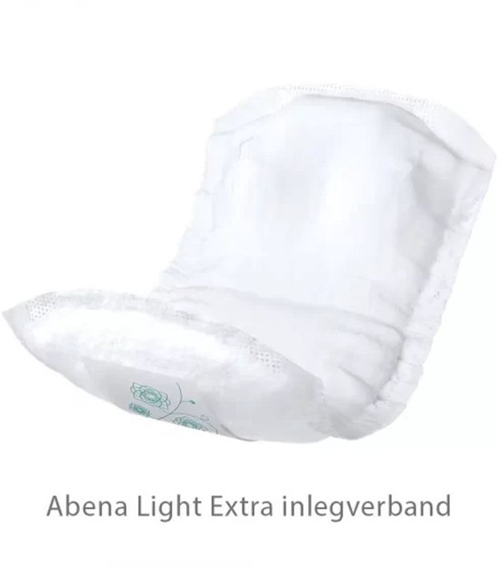 Wit Abena Light Extra inlegkruisje op een witte achtergrond, met groene opdruk.
