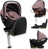 Lionelo Moxie i-Size Set – Autostoeltje met draaibare ISOFIX-basis – Autostoel RWF vanaf geboorte – Bamboe stof – 360° rotatie – Magnetische gordelhaakjes – Dri-Seat – Hoofdsteun met memory foam – 4,3 kg – Ademend & wasbaar