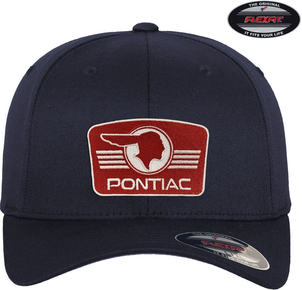 Pontiac Retro Logo Patch Flexfit Cap GM-92-PONT9901-CB68 Navy-S/M