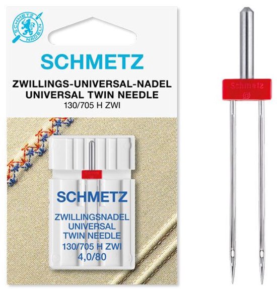 Schmetz Naaimachine tweeling naald universeel – 130/705 H ZWI – maat 4,0 dikte 80 – 1 stuk