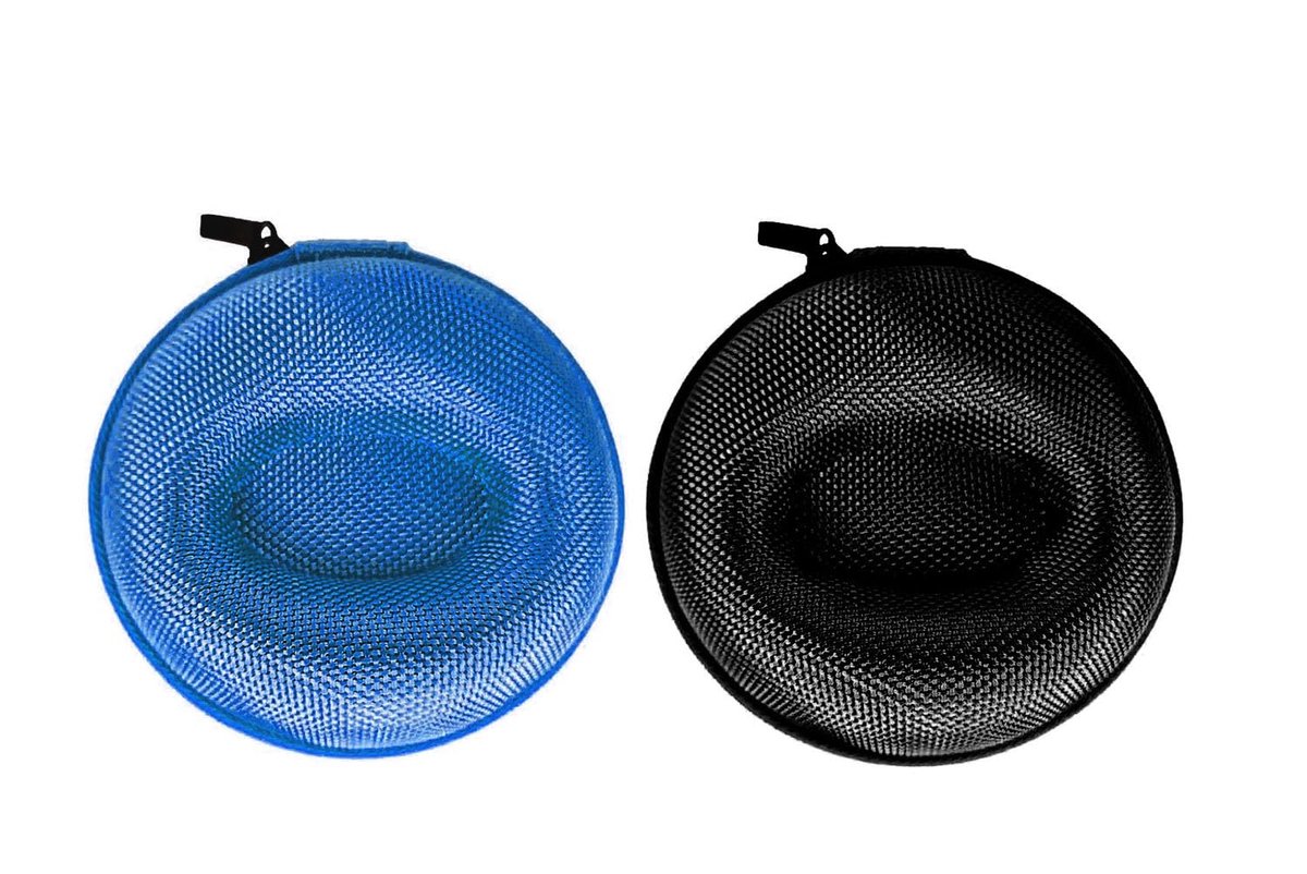 2 pieces portable watch box - rond watch case - travel case - padded watch box - horloges - smartwatches - hoofdtelefoon - ketting - armband (Blauw - Zwart)