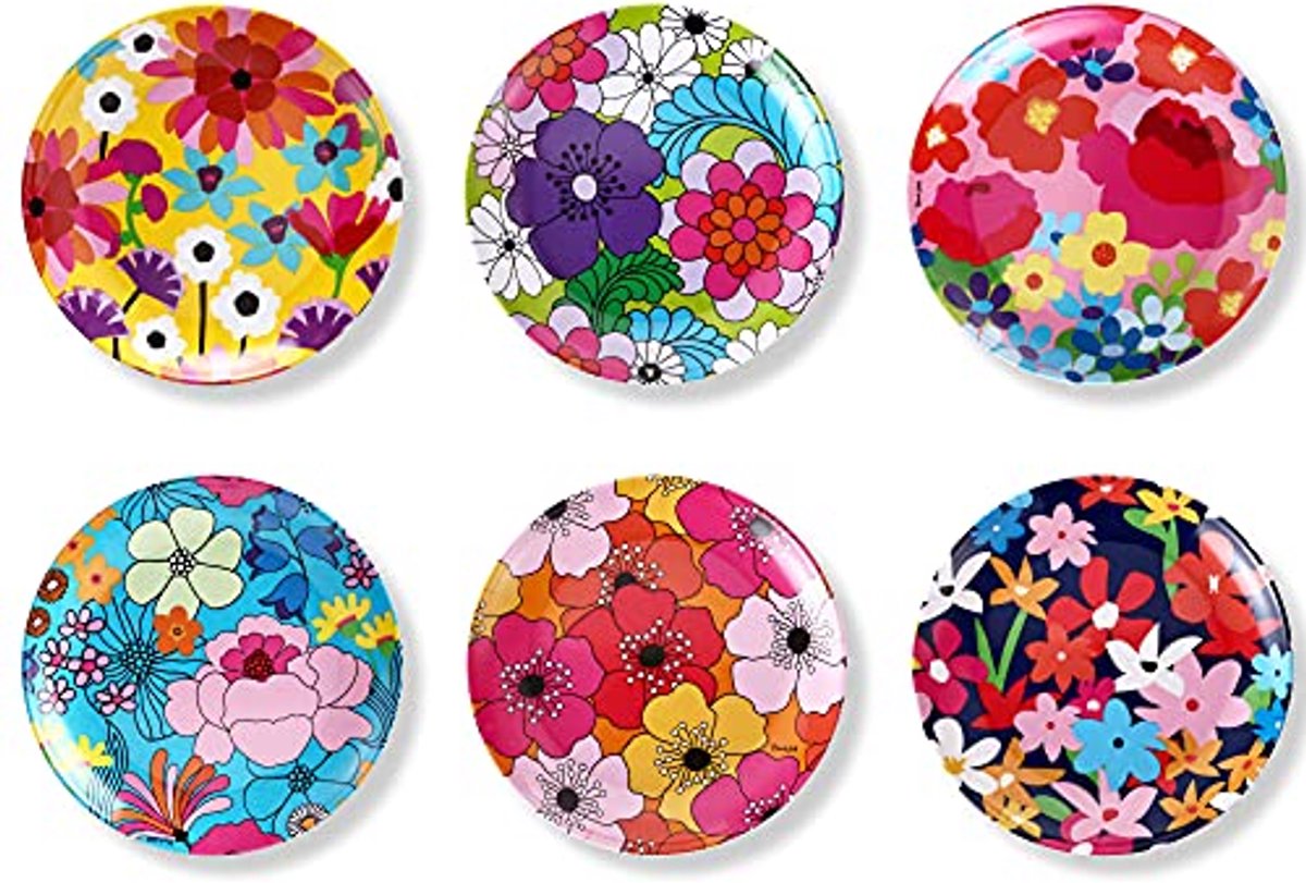 Geassorteerde Melamine Borden Set - 6-delige Tuin Bloemen Assortiment - Voor Snacks en Desserts