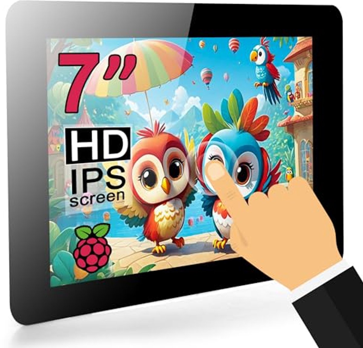 7-inch touchscreen IPS DSI-scherm voor Raspberry Pi 4, 3, en 5 - 800x480 Plug-and-Play Monitor