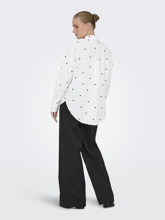 Blouse Femme JDY JDYNELLY L/ S LOOSE SHIRT WVN - White Noir Coeur Broderie