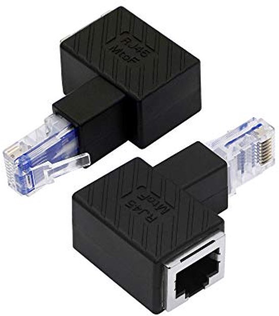 CablesOnline Cat5e/Cat6 RJ45 Ethernet Male/Female Right Angle Adapter - Female to Male, U-R45K CablesOnline Cat5e/Cat6 RJ45 Ethernet Male/Female Right Angle Adapter - Female to Male, U-R45K