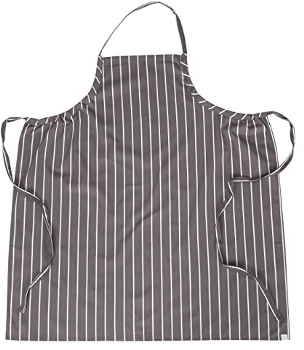 Heren Kookschort - Premium Geweven Bib Schort met Navy en Wit Streep