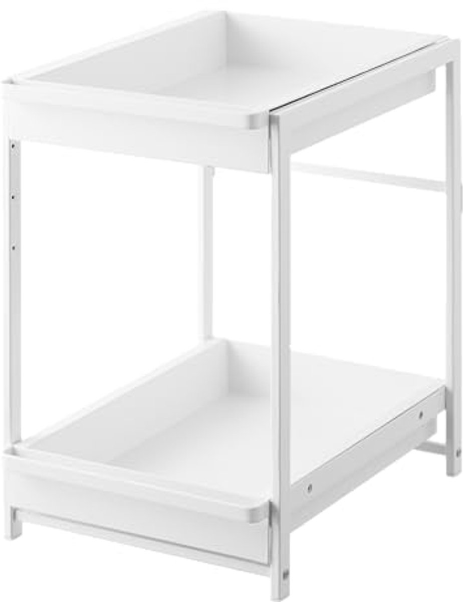 2-laags spoelkastrek met schuifbodem, wit, staal, minimalistisch