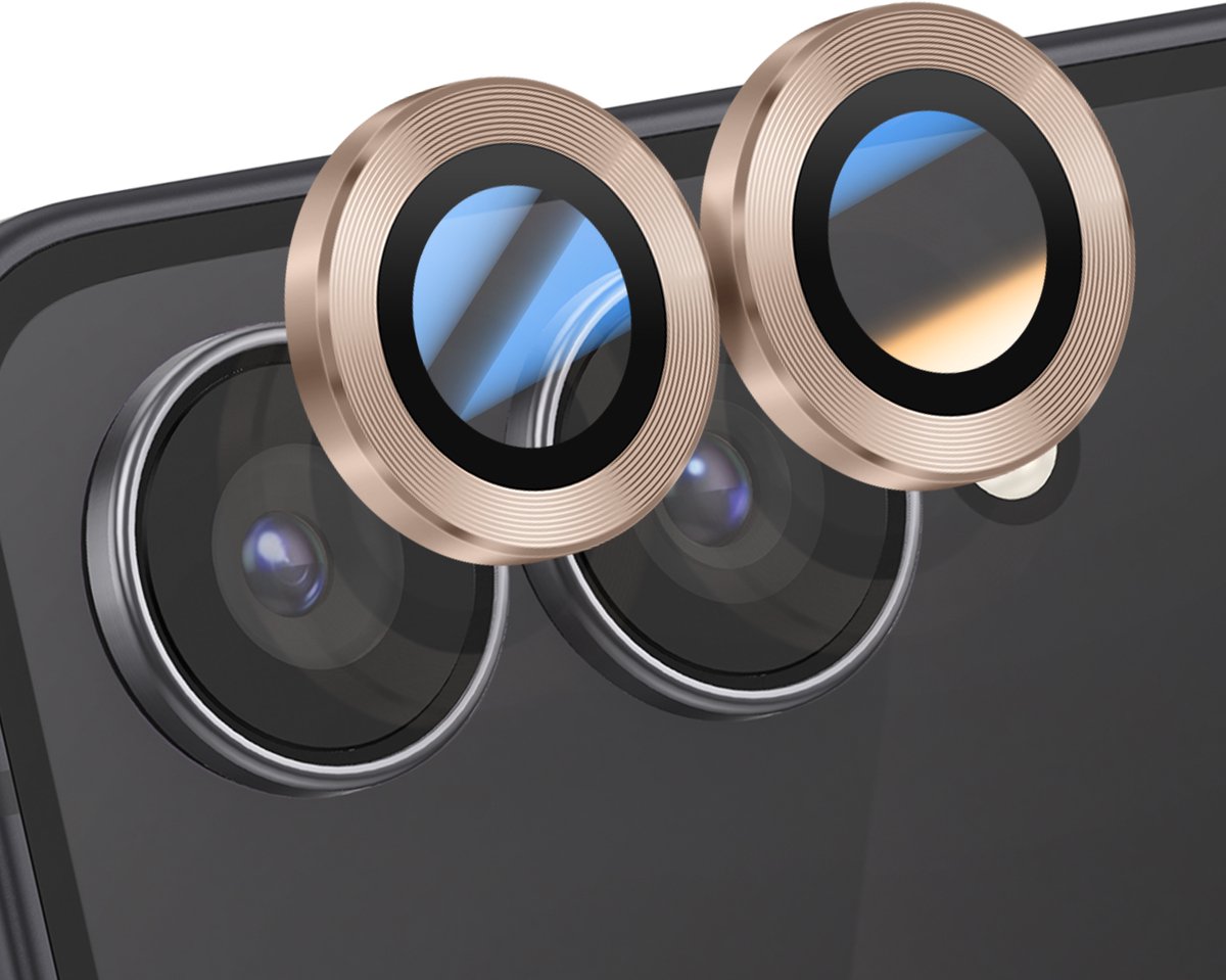 ENKAY, Camerabescherming Geschikt voor Samsung Galaxy Z Flip 7 Dubbele lens, Goud