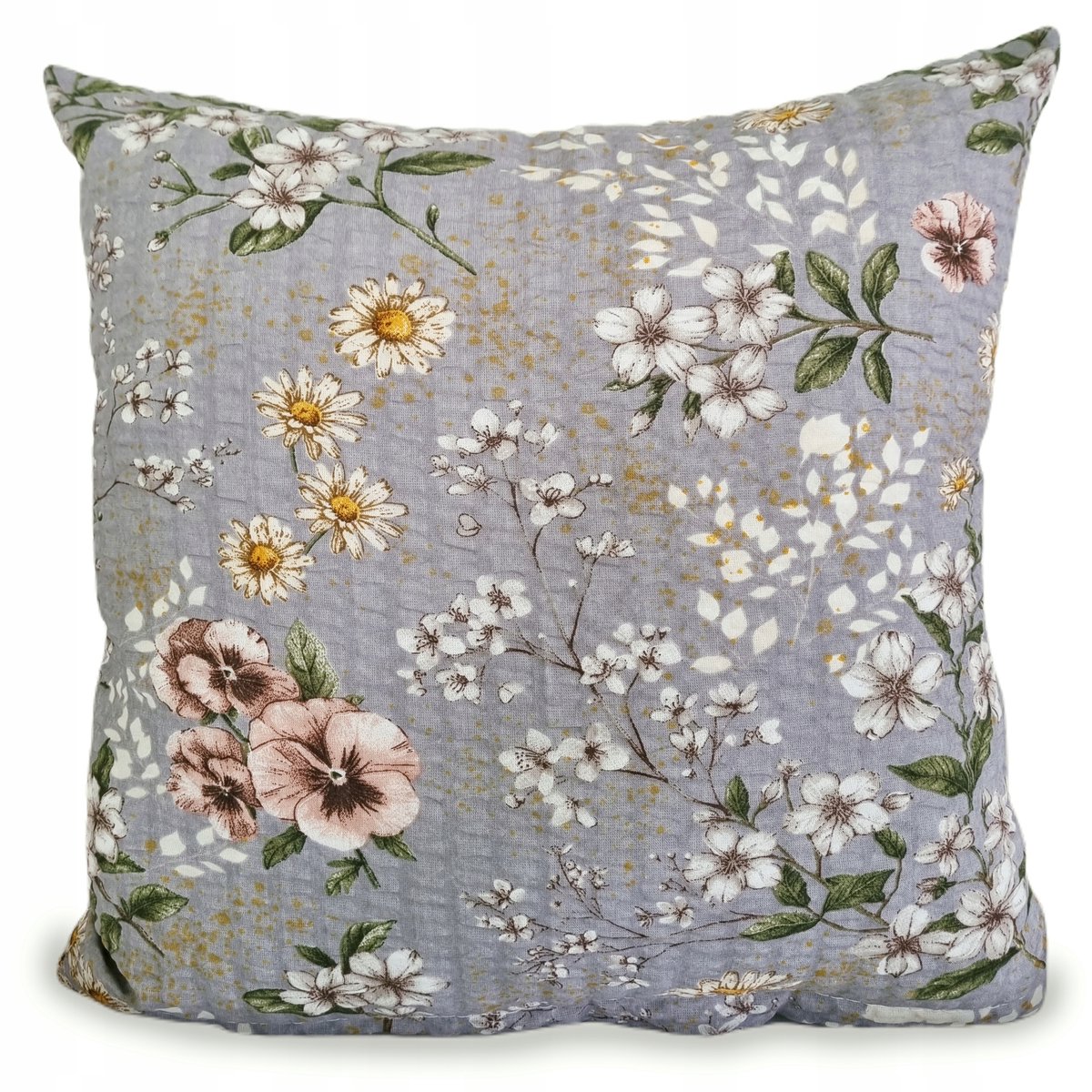 Kussensloop Kora 70x80cm - Grijs, Poederroze, Crème Bloemen Vintage