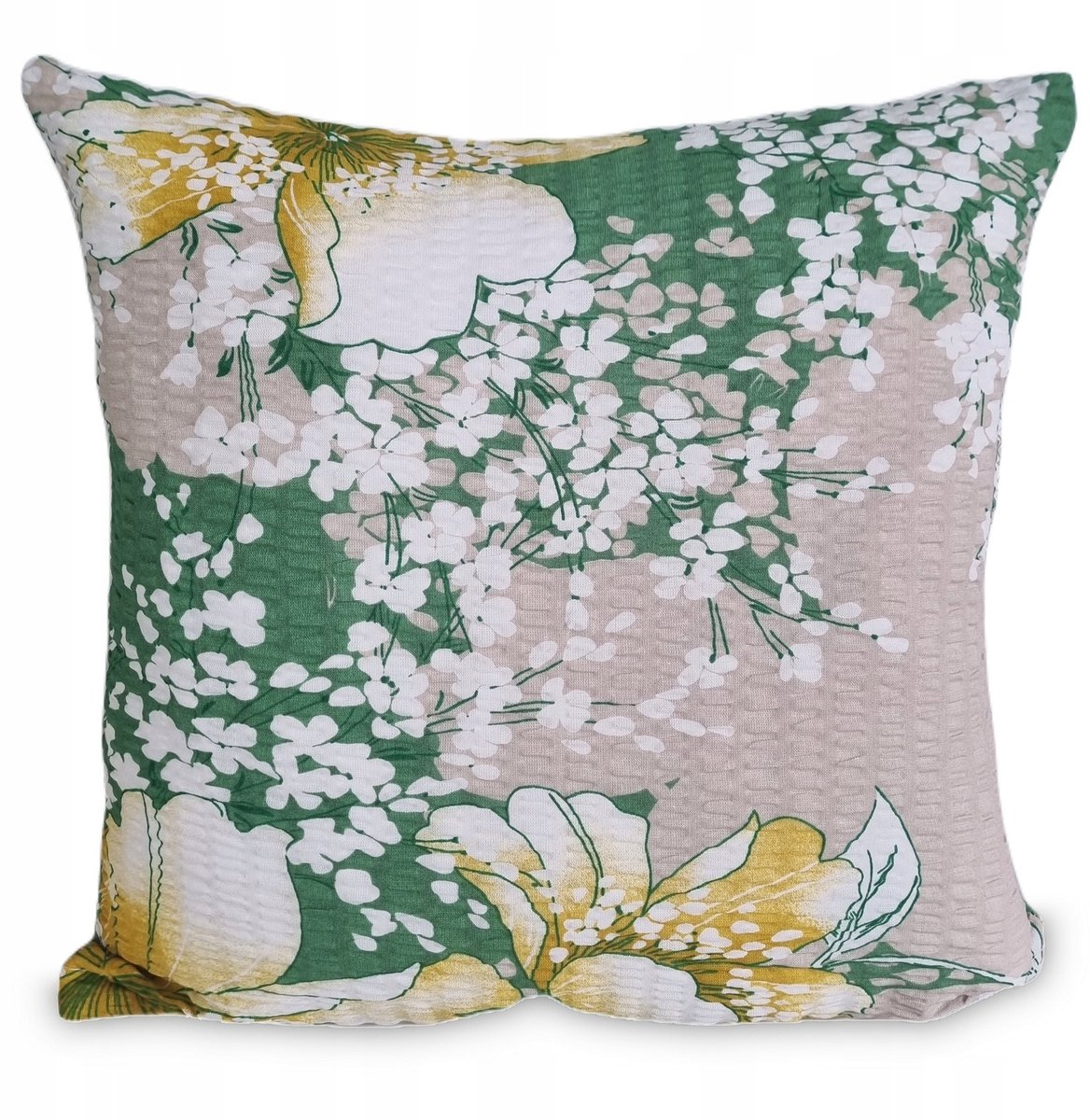 Kussensloop Kora 50x60cm - Grote Bloemenprint Groen Beige
