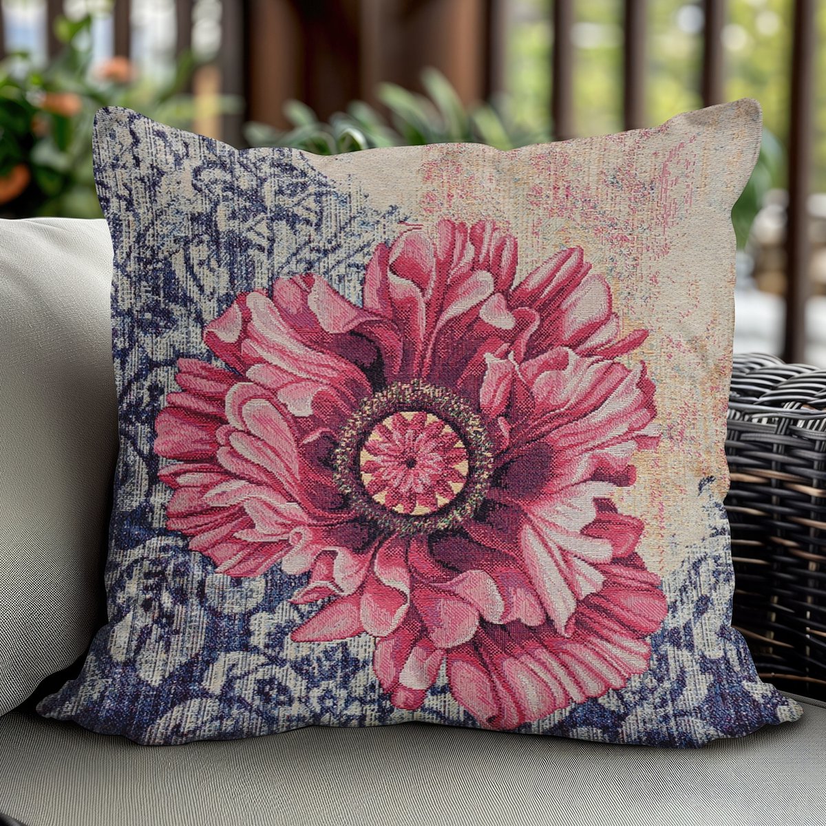 Gobelin Kussenhoes 45x45 cm - Romant Pioenrozen