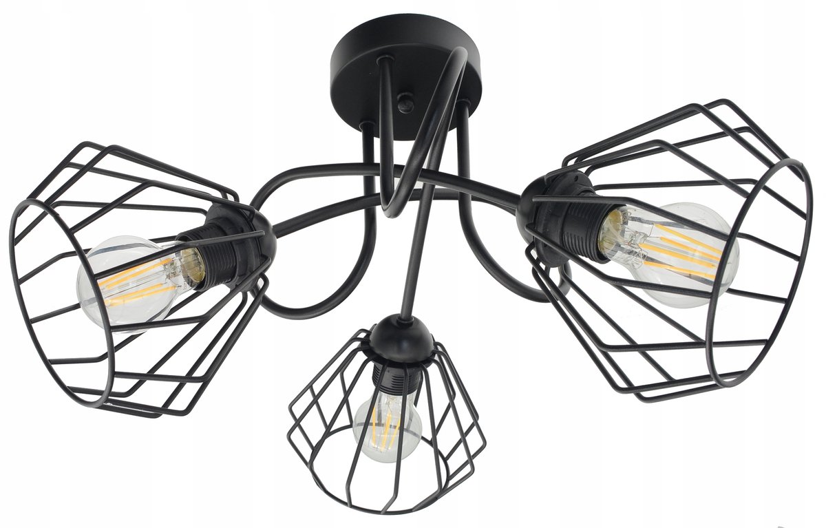 Loft Edison Hanglamp Zwart Metaal 3xE27 - Stijlvolle Verlichting