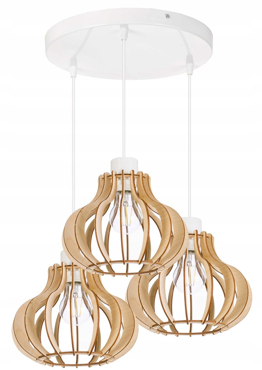 Hanglamp Loft Hout 3x E27 - Stijlvolle Verlichting