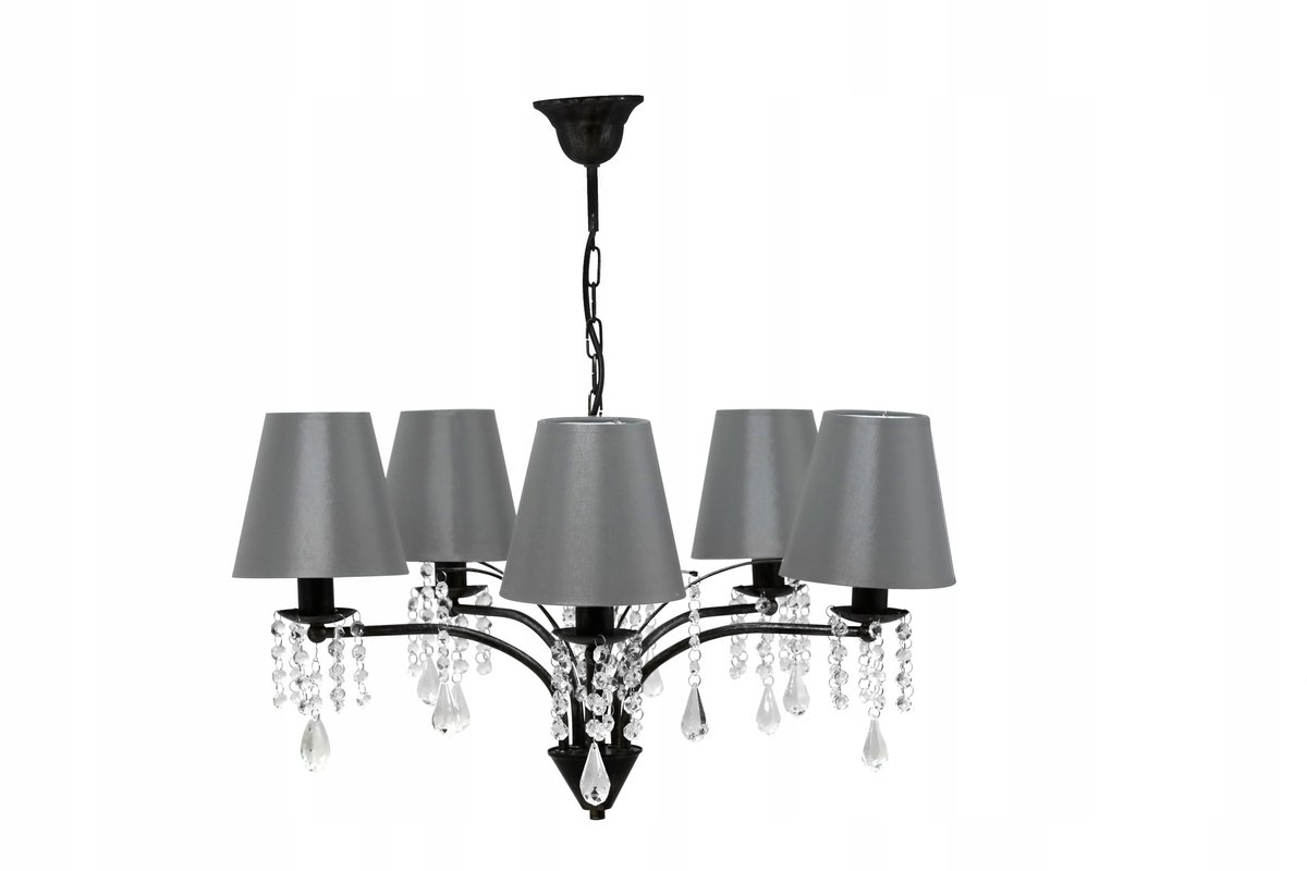 Luxe Hanglamp met Kristallen en Zwarte Kap - 60cm Breedte