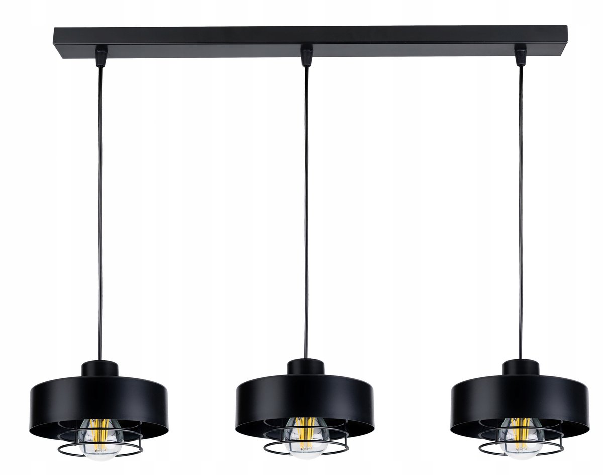 Zwarte Hanglamp Kubus 20cm, 3x E27, Loft Stijl