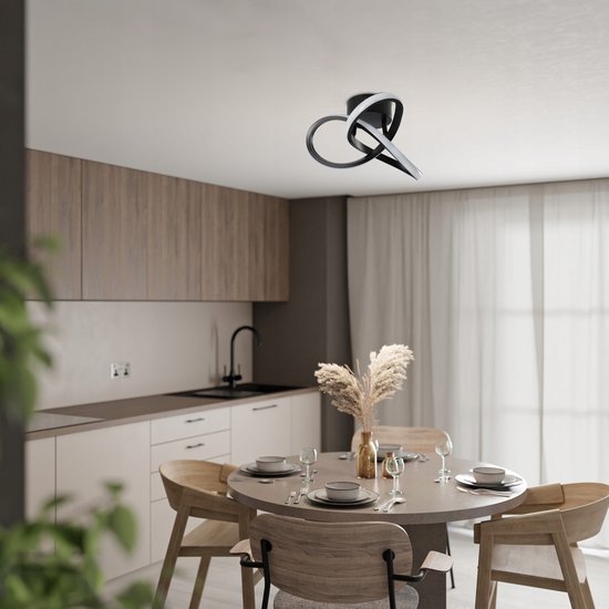 Moderne LED plafondlamp, 22W LED plafondlamp vierkant, 3000K warm licht &4500K neutraal licht & 6500K koel licht dimbaar, LED plafondverlichting voor hal, balkon, keuken, zwart