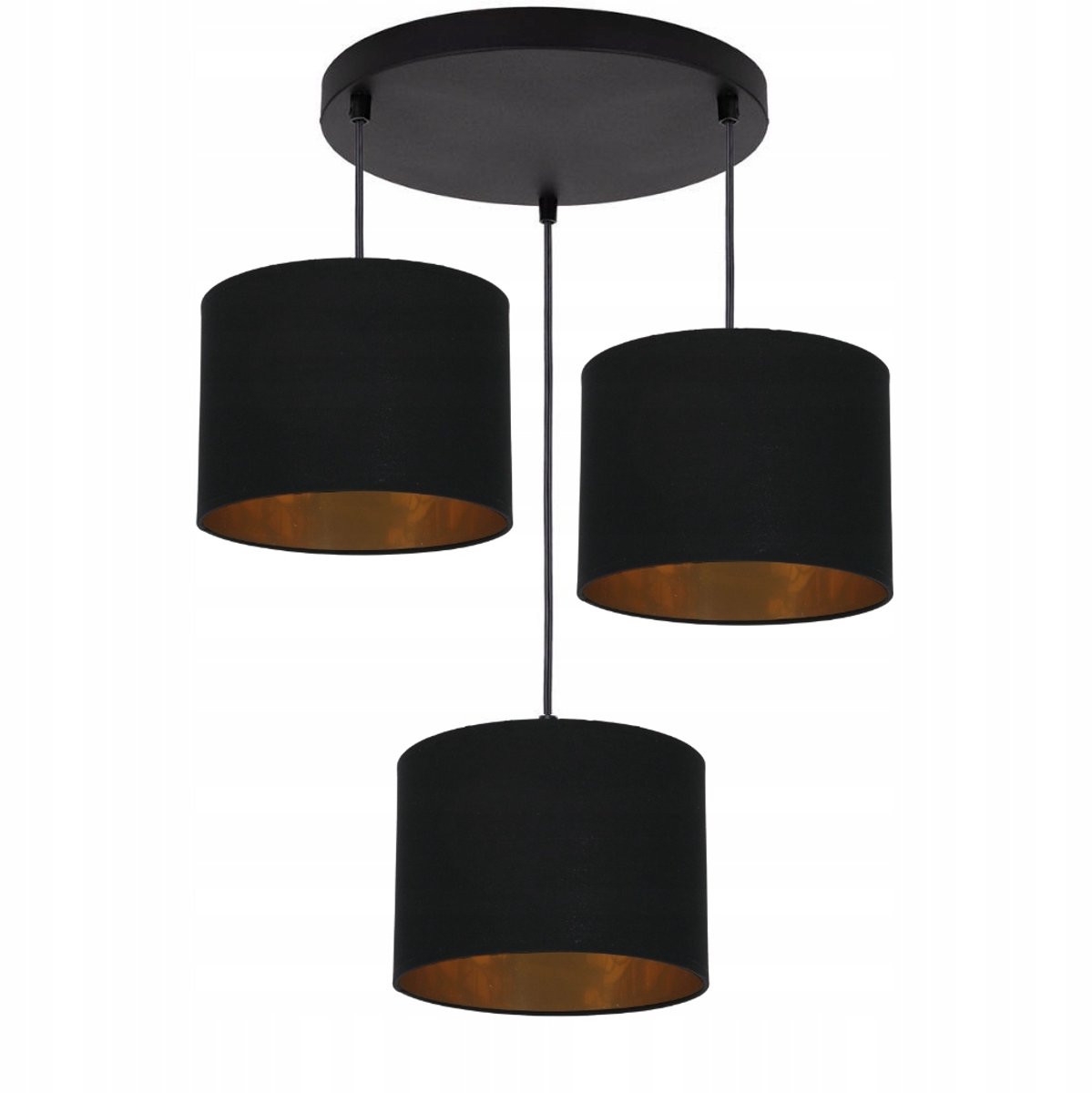 Gouden Hanglamp E27 3-lichts stoffen kap