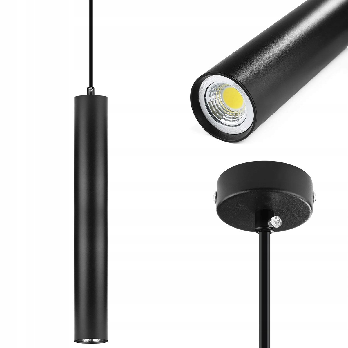 Moderne Zwarte LED Hanglamp Tuba 8W 40cm Aluminium