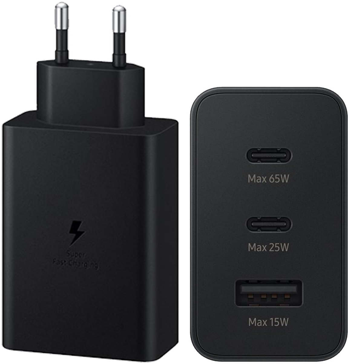 Samsung Super Fast Charging Oplader met 3 Usb Poorten 65W Zwart