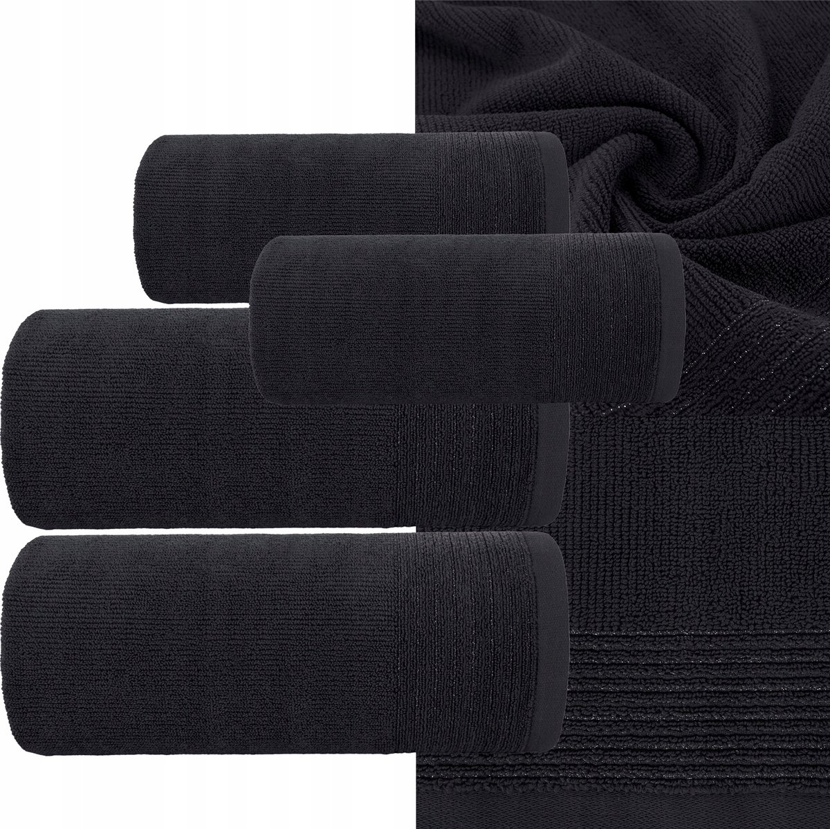 Luxe Katoenen Handdoekenset 4-delig - Zwart - 500gsm