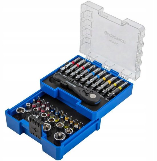 JEU DE DOUILLES ET EMBOUTS AVEC CLE PLATE A CLIQUET