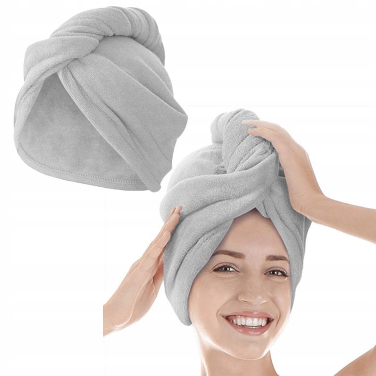 Grijze Microvezel Haar Turban 63x24 cm - Sneldrogend & Zacht